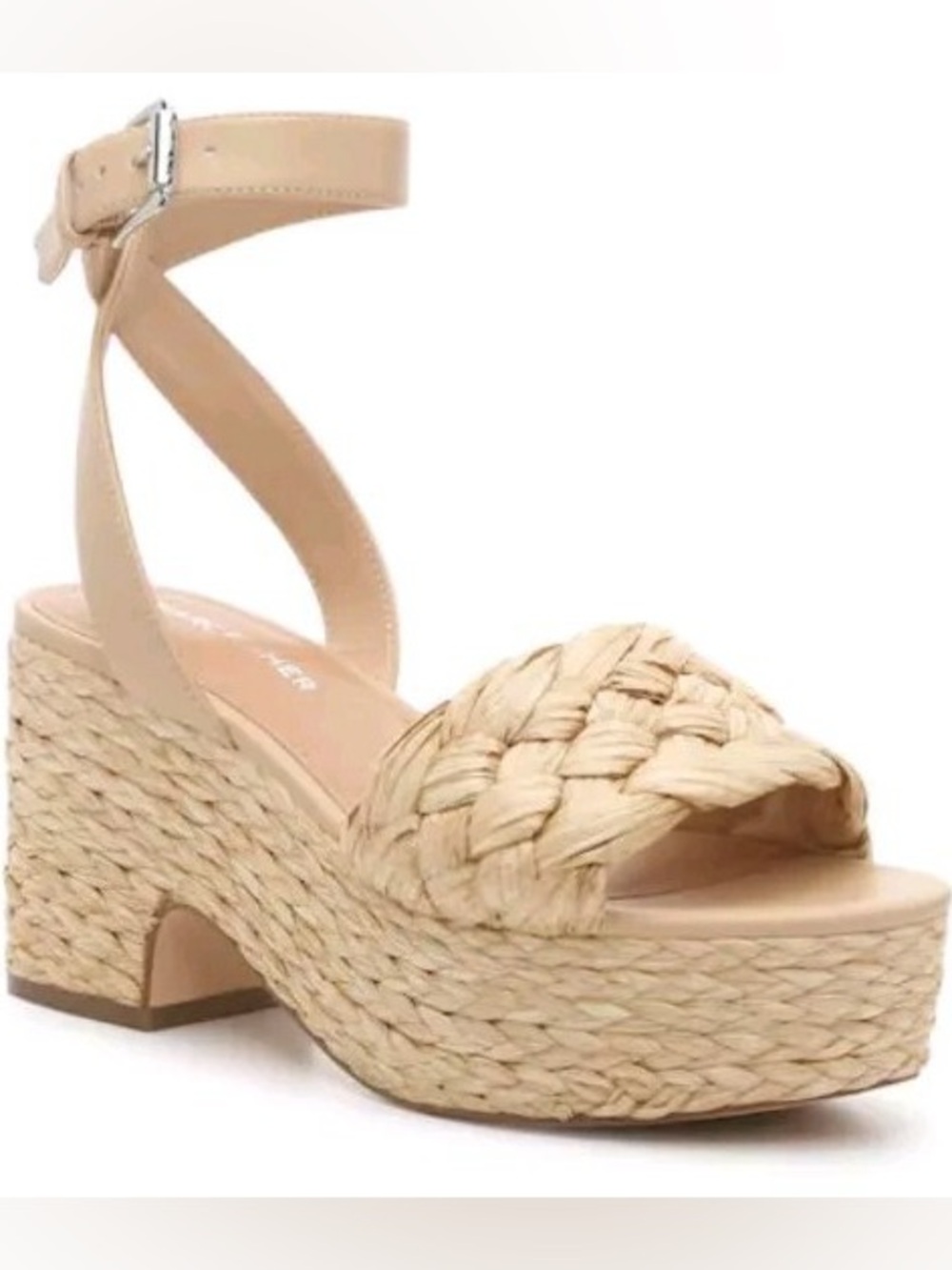 Marc Fisher Braided Straw Platform Sandals in Beige. Size 9. - Picture 8 of 8
